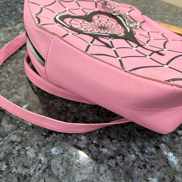 Monster High Pink Spiderweb Heart Backpack & Wallet Set – Gothic Punk Alternativ - Picture 11 of 12